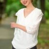Bluza Alba Cu Guler Din Broderie Tridimensionala - IIANA