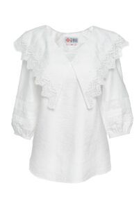 Bluza Alba Cu Guler Din Broderie Tridimensionala