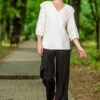 Bluza Alba Cu Guler Din Broderie Tridimensionala - IIANA
