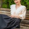 Bluza Crem Cu Guler Din Broderie Tridimensionala - IIANA