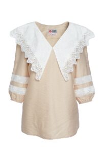 Bluza Crem Cu Guler Din Broderie Tridimensionala