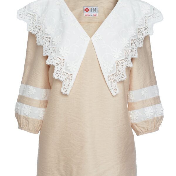 Bluza Crem Cu Guler Din Broderie Tridimensionala - IIANA
