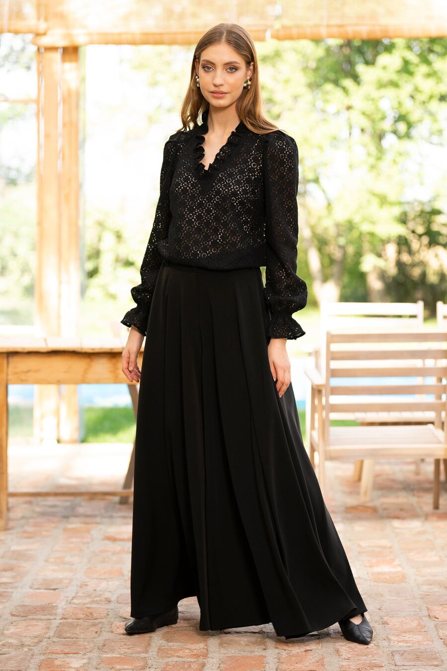 Bluza Neagra Din Dantela De Bumbac Irma - IIANA