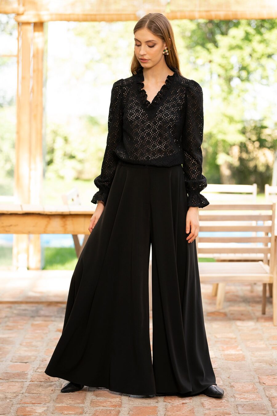 Bluza Neagra Din Dantela De Bumbac Irma - IIANA