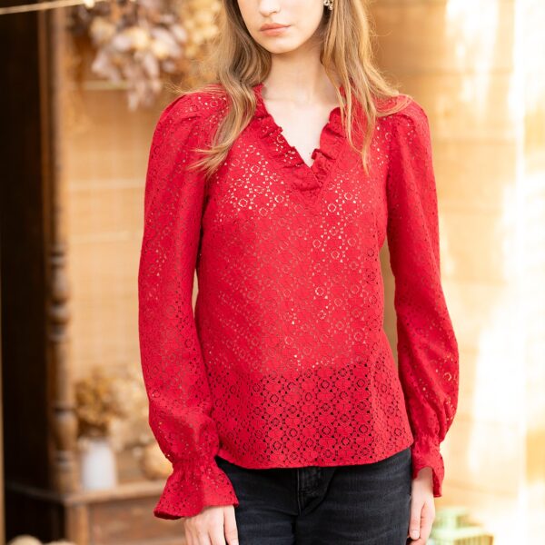Bluza Rosie Din Dantela De Bumbac Otilia - IIANA