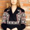 Pardesiu Lung Din Stofa De Lana Si Jacquard Tesut Carina - IIANA