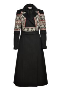 Pardesiu Lung Din Stofa De Lana Si Jacquard Tesut Carina
