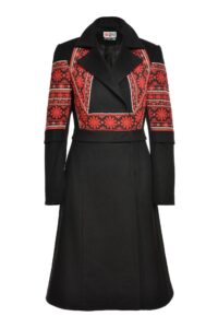 Pardesiu Midi Din Stofa De Lana Si Jacquard Tesut Malvina