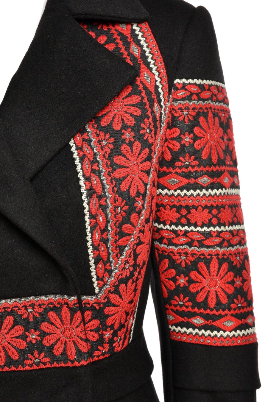Pardesiu Midi Din Stofa De Lana Si Jacquard Tesut Malvina - IIANA