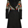 Pardesiu Midi Din Stofa De Lana Si Jacquard Etnic Fiona - IIANA