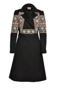Pardesiu Midi Din Stofa De Lana Si Jacquard Tesut Ecaterina