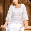 Rochie Alba Din In Si Dantela Traditionala - IIANA
