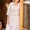 Rochie Alba Din In Si Dantela Traditionala - IIANA