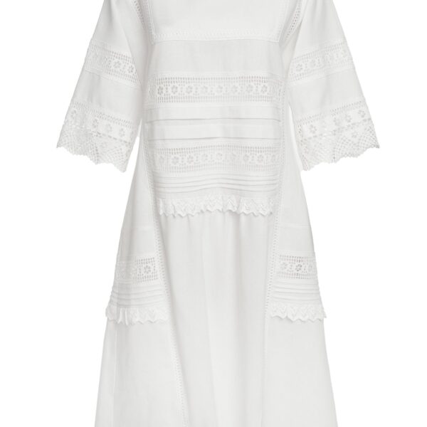 Rochie Alba Din In Si Dantela Traditionala - IIANA