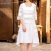 Rochie Alba Din In Si Dantela Traditionala - IIANA