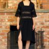 Rochie Neagra Din In Si Dantela Traditionala - IIANA
