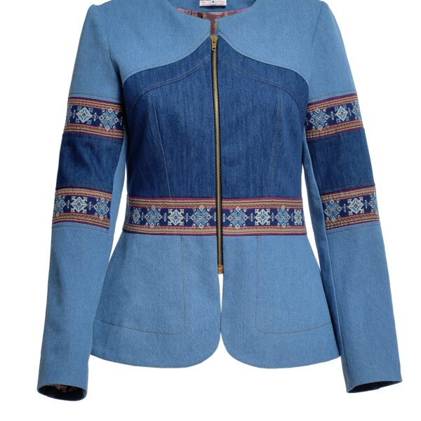 Sacou din Denim si Jacquard Etnic - IIANA