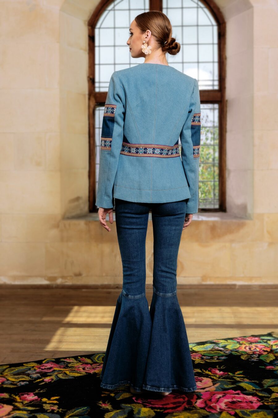 Sacou din Denim si Jacquard Etnic - IIANA