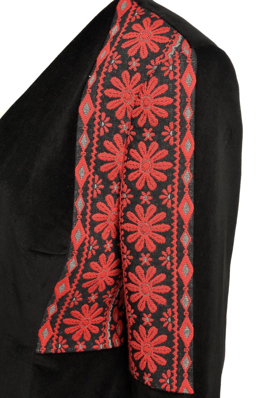 Sacou negru din catifea  cu jacquard folk - IIANA