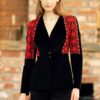 Sacou negru din catifea  cu jacquard folk - IIANA