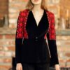 Sacou negru din catifea  cu jacquard folk - IIANA