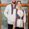 Bluza alba cu pieptar tesut negru - IIANA