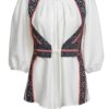 Bluza alba cu pieptar tesut negru - IIANA