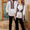 Bluza alba cu pieptar tesut negru - IIANA