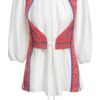 Bluza alba cu pieptar tesut rosu - IIANA