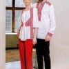 Bluza alba cu pieptar tesut rosu - IIANA