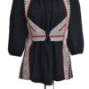 Bluza neagra cu pieptar tesut alba - IIANA
