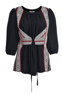 Bluza neagra cu pieptar tesut alba