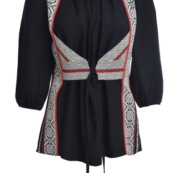 Bluza neagra cu pieptar tesut alba - IIANA