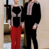 Bluza neagra cu pieptar tesut alba - IIANA