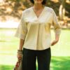 Bluza chimono crem cu dantela traditionala - IIANA