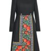 Pardesiu negru din stofa de lana cu fota din jacquard tesut - IIANA