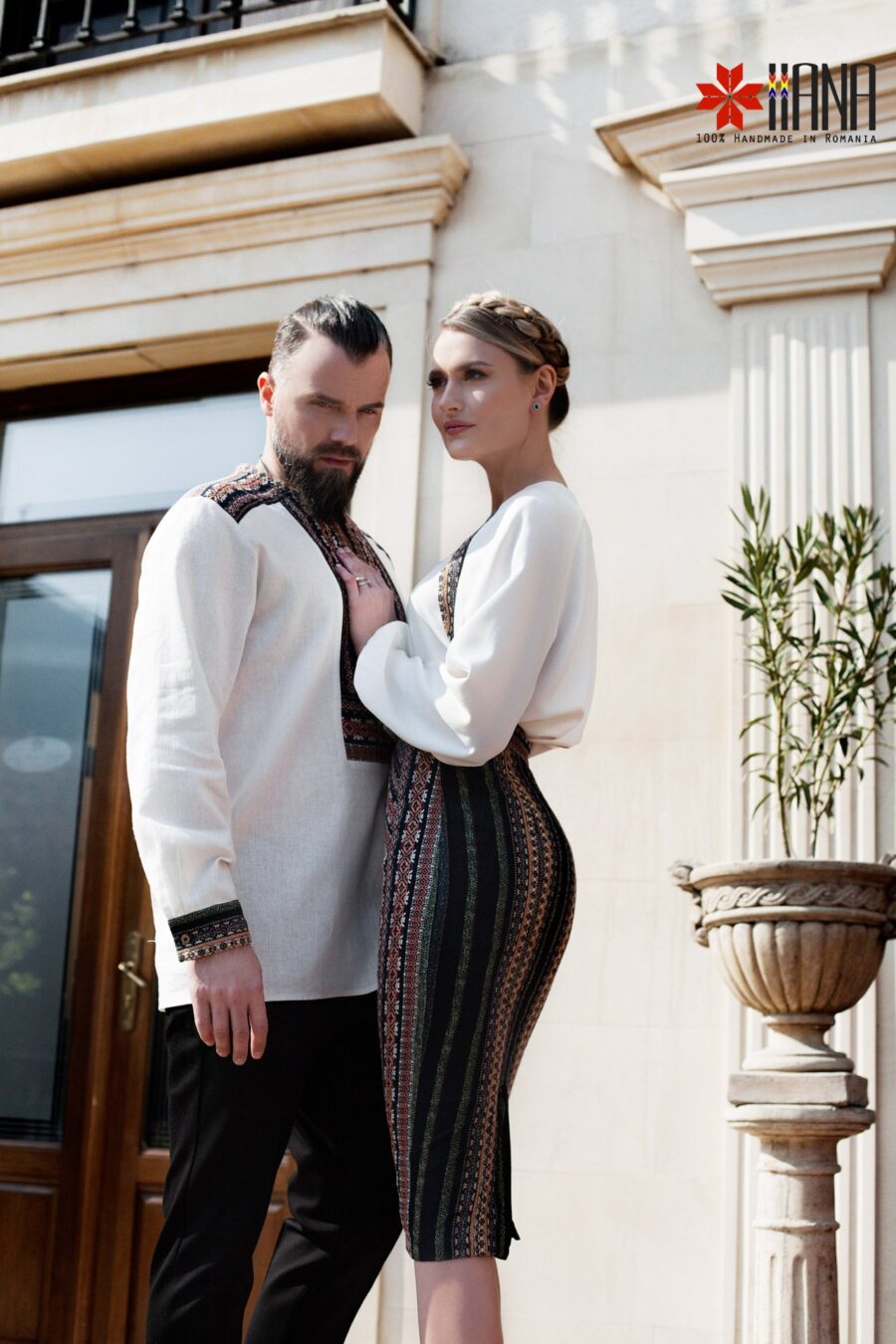 Camasa Barbateasca Traditionala Pamant cu Motive Populare - IIANA