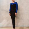 Bluză din jerseu cu corset și brățară țesută albastru royal cu negru - IIANA