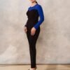 Bluză din jerseu cu corset și brățară țesută albastru royal cu negru - IIANA