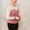 Bluză din jerseu cu corset și brățară țesută alb cu roz pudră - IIANA