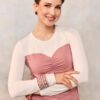 Bluză din jerseu cu corset și brățară țesută alb cu roz pudră - IIANA