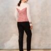 Bluză din jerseu cu corset și brățară țesută alb cu roz pudră - IIANA