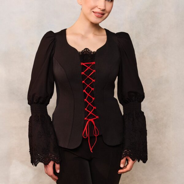 Bluza neagră brodată Rococo - IIANA