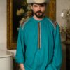 Cămașă bărbătească turcoaz  cu motive tradiționale - IIANA