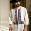 Cămașă stilizată cu vestă din jacquard țesut cu motive tradiționale - IIANA