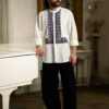Cămașă stilizată cu vestă din jacquard țesut cu motive tradiționale - IIANA