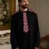 Cămașa stilizată cu cravată și epoleți din jacquard țesut cu motive tradiționale Antim - IIANA