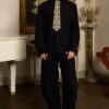 Cămașa stilizată cu cravată și epoleți din jacquard țesut cu motive tradiționale Darius - IIANA