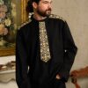 Cămașa stilizată cu cravată și epoleți din jacquard țesut cu motive tradiționale Darius - IIANA