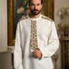 Cămașa stilizată cu cravată și epoleți din jacquard țesut cu motive tradiționale Lucian - IIANA